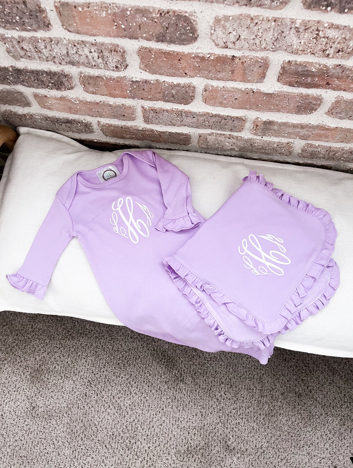 Monogramed Ruffled Burp Cloth